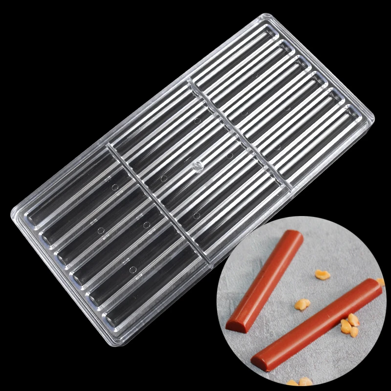 Schokoladenform aus Polycarbonat, halbzylindrisch, 18 Mulden, Schokoriegel, Bonbons, Süßigkeitenform, Süßwaren, Backen, Gebäck Image
