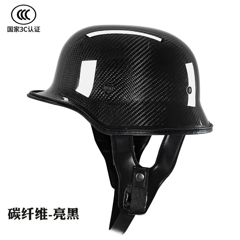 Kohle faser Vintage Pfannen helm Punkt zertifizierter Motorrad helm Kreuzfahrt motorrad Deutscher Soldat Helm Halbhelm Image