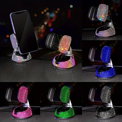 Upgrade Your Car With A Stylish Bling Rhinestone Phone Holder - 360Â° Rotation & Dashboard Suction Cup Mount!