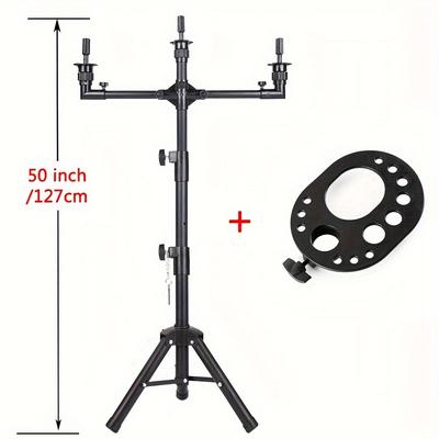 New Wig Stand With 3 Holders For Canvas Head For Wig Making Mannequin Head For Wig Display Hairdressing Training Doll Head And 22inch 23inch 24inch Canvas Wig Head Mannequin Can Be Choose