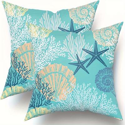 2pcs, Ocean Coral Pillow Covers 18x18 Inch Nautica...