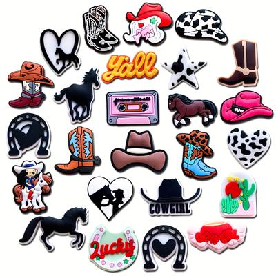 25pcs Cowgirl Shoe Charms Decoration For Clog Sandals, Western Charms Accessories For Women Party Favor