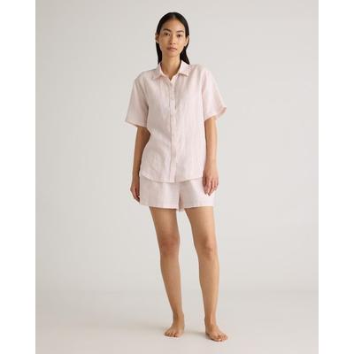 100% European Linen Shorts Pajama Set - Natural - ...