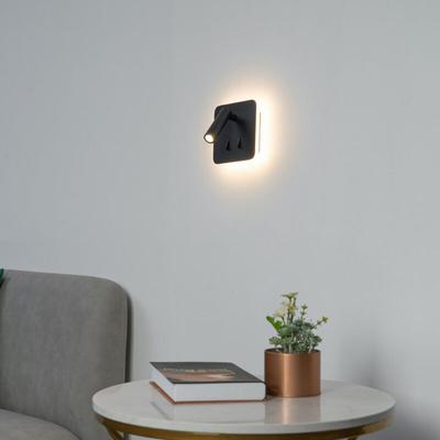 Kosilum - Multifunktionale schwarze quadratische LED-Leselampe - Bilbao Image