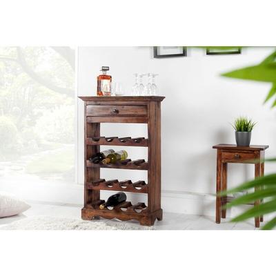 Licht-erlebnisse - Weinregal mit Schublade Mahagoni Holz 55 x 85 x 23 cm für 16 Flaschen Image