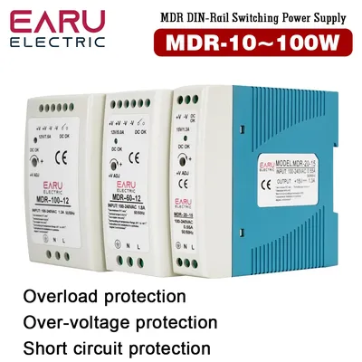 Din Rail Switch Power Supply Switch Voltage Transformer MDR-10W 20W 40W 60W 100W AC100-240V Input