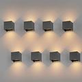 K-Bright 8PCS 12W LED Wall Lights,Up and Down Light, Beam Angle Adjustable Design Indoor Wall lamp IP65,3000K Warm White LED Outdoor Wall lamp for Living Room Bedroom Balcony, Dark Gray