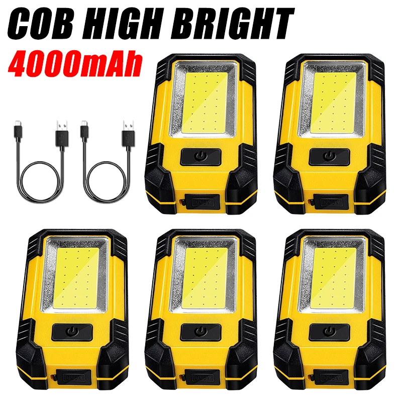 1-5 STÜCK COB-Arbeitslicht USB wiederaufladbare LED-Taschenlampe Power Bank 18650 Tragbare Campinglampe mit Magnet Wasserdichte Laterne 4000 mA