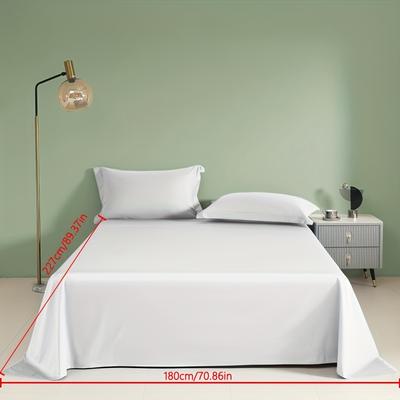 TEMU Sleek, Soft & Cozy White Flat Sheet - 80-85gsm, Quilted Polyester, Machine Washable - Bedroom