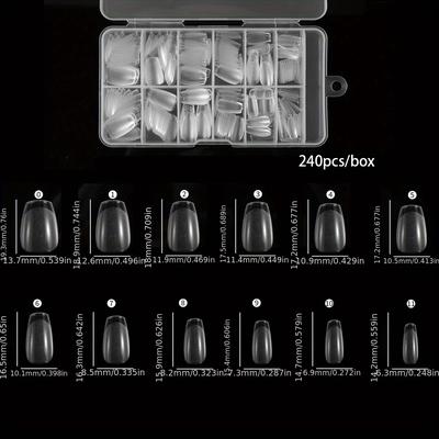 TEMU 240pcs Nude Shaped Short Acrylic Nail Tips, Matte Full Cover Soft Gel Press-on Capsule Artificial Fake Nails For Salon Use Image