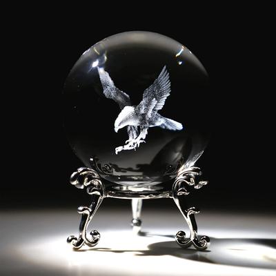 TEMU 1pc, Engraved Eagle Crystal Ball Paperweight With Stand 60mm (2.4inch) 3d Laser Spheres Decorative Balls (clear)