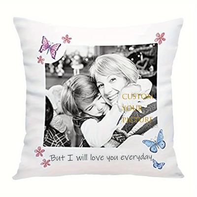 TEMU 1pc, Bedroom Sofa Decoration Souvenir Gift Personalized Day Gift Super Soft Short Plush Throw Pillow Loss 18x18 Inch Custom Photo (no Pillow ) Image