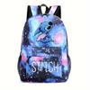 Stitch Pattern Backpack, Cartoon Anime School Bookbag, Casual Starry Sky Print Outdoor Travel Sport Daypack