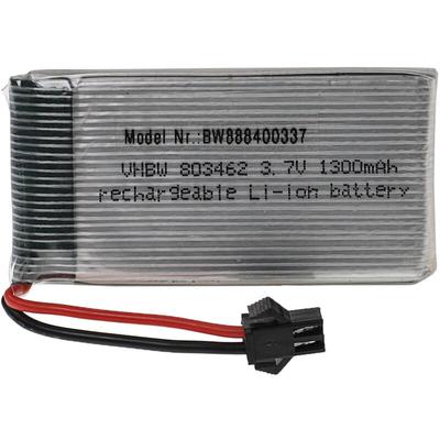 Vhbw - Akku kompatibel mit SM-2P Stecker für Modellbau (1300mAh, 3,7V, Li-Polymer, 67 x 34 x 9 mm) Image