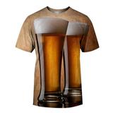 WEAIXIMIUNG Compression Shirt Men Short Sleeve White 2023 Round Neck Loose Beer Bubble 3D Digital Print Men s and Women s Short Sleeve T Shirt male