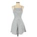 Divided by H&M Casual Dress - Mini Square Sleeveless: White Stripes Dresses - Women's Size 4