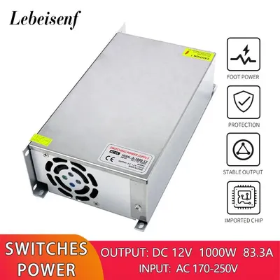 AC/DC 12V 83,3 A 1000W Converter 170-250V AC zu DC Schalt Netzteil LED Beleuchtung Transformator Stick Adapter High Power SMPS