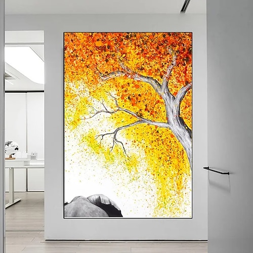 Abstraktes buntes Baum-des-Leben-Ölgemälde, Wandkunst, Leinwand, handgemalte Wandkunstbilder für Wohnzimmer, Heimdekoration, ohne Rahmen Image