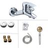 Shower Mixer Bar Valve Wall Mounted Chrome with Handheld Spray, Bottom G1/2 Shower Mixer Tap Round Mixer Bar Wall Mount