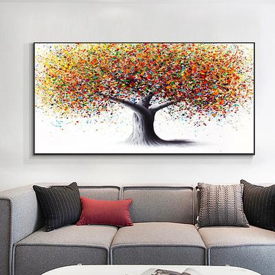 Abstract Colorful Tree Of Life Oil Painting Wall Art Canvas Handpainted Wall Art Pictures For Living Room Home Decor No Frame