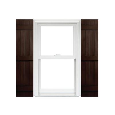 Homeside 4 Board and Batten Joined Vinyl Shutters (1 Pair) 14-1/2 Inch x 63 Inch - 035 Brown