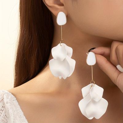 TEMU Fashion Acrylic Rose Tassel Dangle Earrings Elegant Temperament Sweet Long Jewelry Gift For Women Image