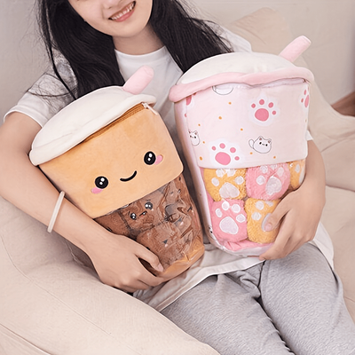 TEMU Plush Doll A Bag Of Boba Plush Stuffed Bubble Tea Plush Cartoon Milk Tea Cup Pillow Big, Soft Kawaii 6 Balls For Valentine's Day, Easter Gifts Emotional Support Plush, As , Chrismas Gift