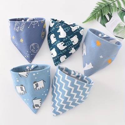 5pcs Triangle Bibs Made Of Pure Cotton, Double-lay...