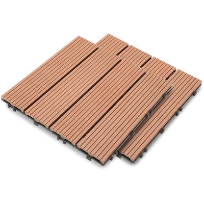 Terrassenfliesen Holzfliesen wpc Fliesen Kunststoff Garten 30x30cm Klickfliese Bodenbelag mit Image