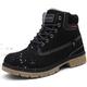 Snow Boots Womens Mens Winter Flat Ankle Boots Warm Fur Lined Fashion Leather Shoes Casual Sneakers, Black, 12 UK, 47 EU