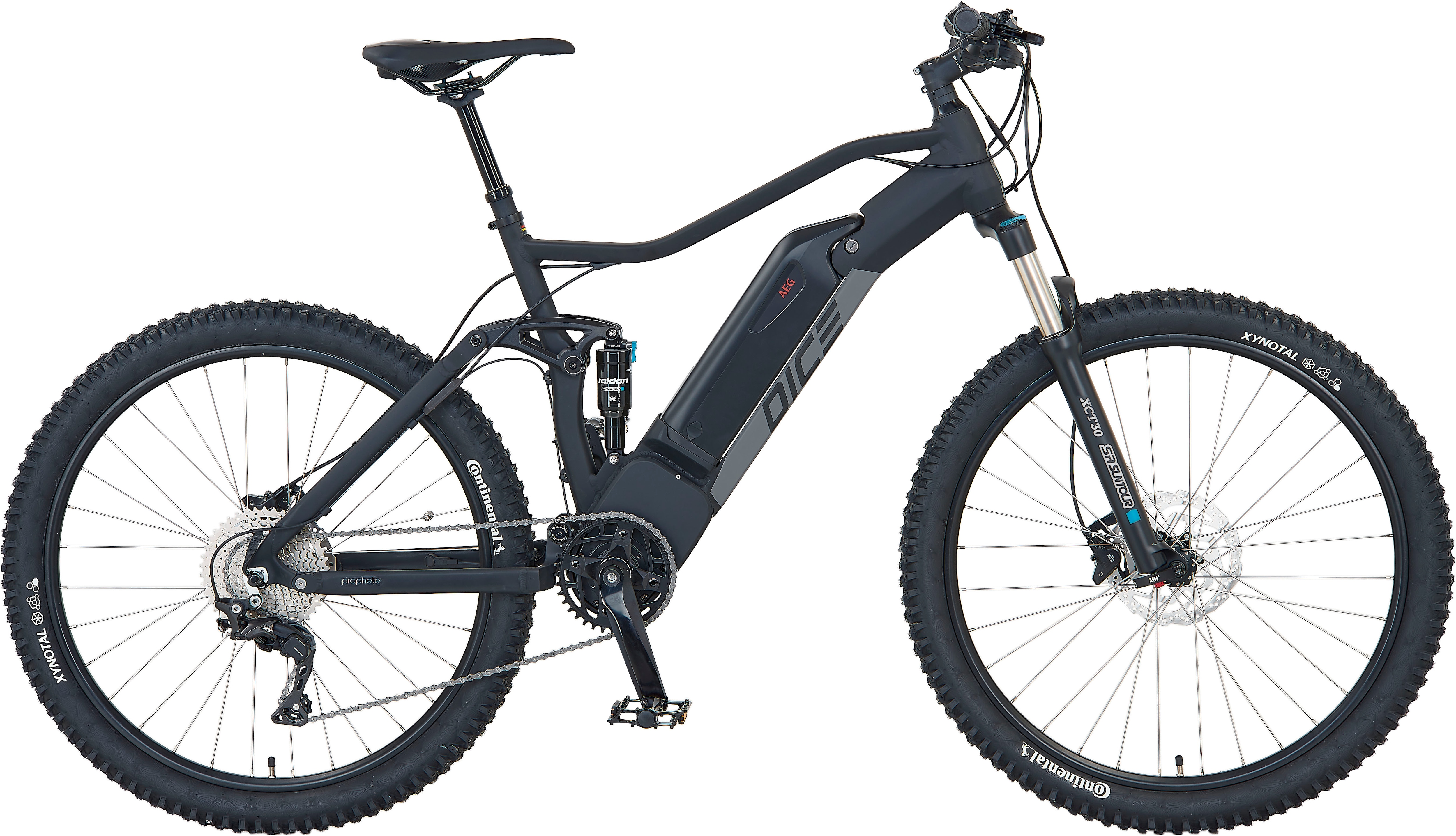 E-Bike PROPHETE "DICE 4.8" Gr. 48, schwarz (schwarz matt, schwarz), Elektrofahrräder, 48cm, 27,5 Zoll (69,85cm), Pedelec, Elektrofahrrad für Damen u. Herren, MTB Image