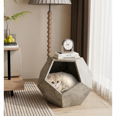 25.98'' Shaped Pet Cat Kennel Side Table MDF Multi-Purpose Furniture