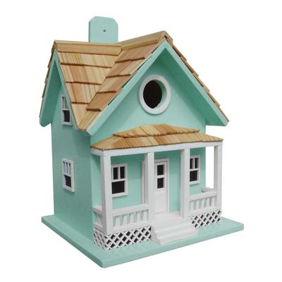 Home Bazaar 9" x 6.5" x 7.25" Beachside Cottage Birdhouse - Seafoam Blue - 7.25"x9"x6.5"