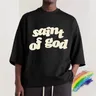 Puff Print CPFM Saint Of God T Shirt 1:1 T-Shirt nera di alta qualità Summer Style Saint Tops Tee