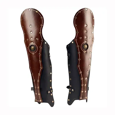 Antike griechische römische Gladiator Legion Leder Knie Beinschienen Beinrüstung mittelalterliche Krieger Stiefel Schuhüberzug LARP Cosplay Kostüm Gamasche Image