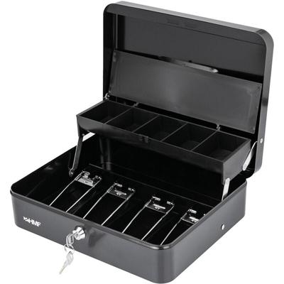15230-02 Geldkassette abschließbar mit Münzkasten, 30 x 24 x 9,5 cm, schwarz - HMF