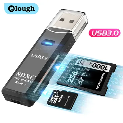 elough 2 in 1 TF SD Card Reader USB 3.0 USB 2.0 Memory Card Adapter Smart Cardreader Convertor for