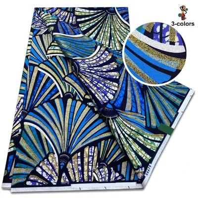 2024 New African Glitter Golden Wax Fabric High Quality Nigeria Ankara Gold Printed Wax Materials