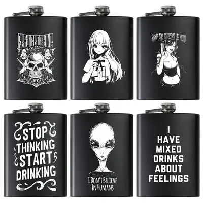 8 OZ Ounces Black Matte Metal Gift Stainless Steel Hip Flask Flagon Alcohol Bottle Whisky Vodka