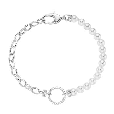 Giorgio Martello Milano Armband mit weißen Muschelkern-Perlen und Zirkonia, Silber 925 Damen Image