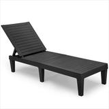 Poolside Patio Lawn Single Reclining Beach Chair Chaise Lounge Sun Lounger Black