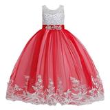 YanHoo Girls Wedding Prinecess Dresses Sequin Prom Dresses Long Ball Gown Sleeveless Quinceanera Dresses Lace Bowknot Puffy Glitter Evening Party Birthday Dresses