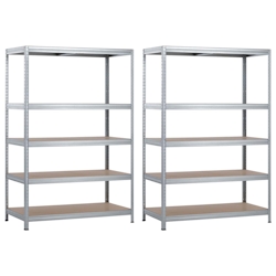 Orion91 Packen Sie 2 modulare Regale mit 5 verstellbaren Regalen, grau, 180 x 120 x 60 cm, 1250 kg, O91 Image
