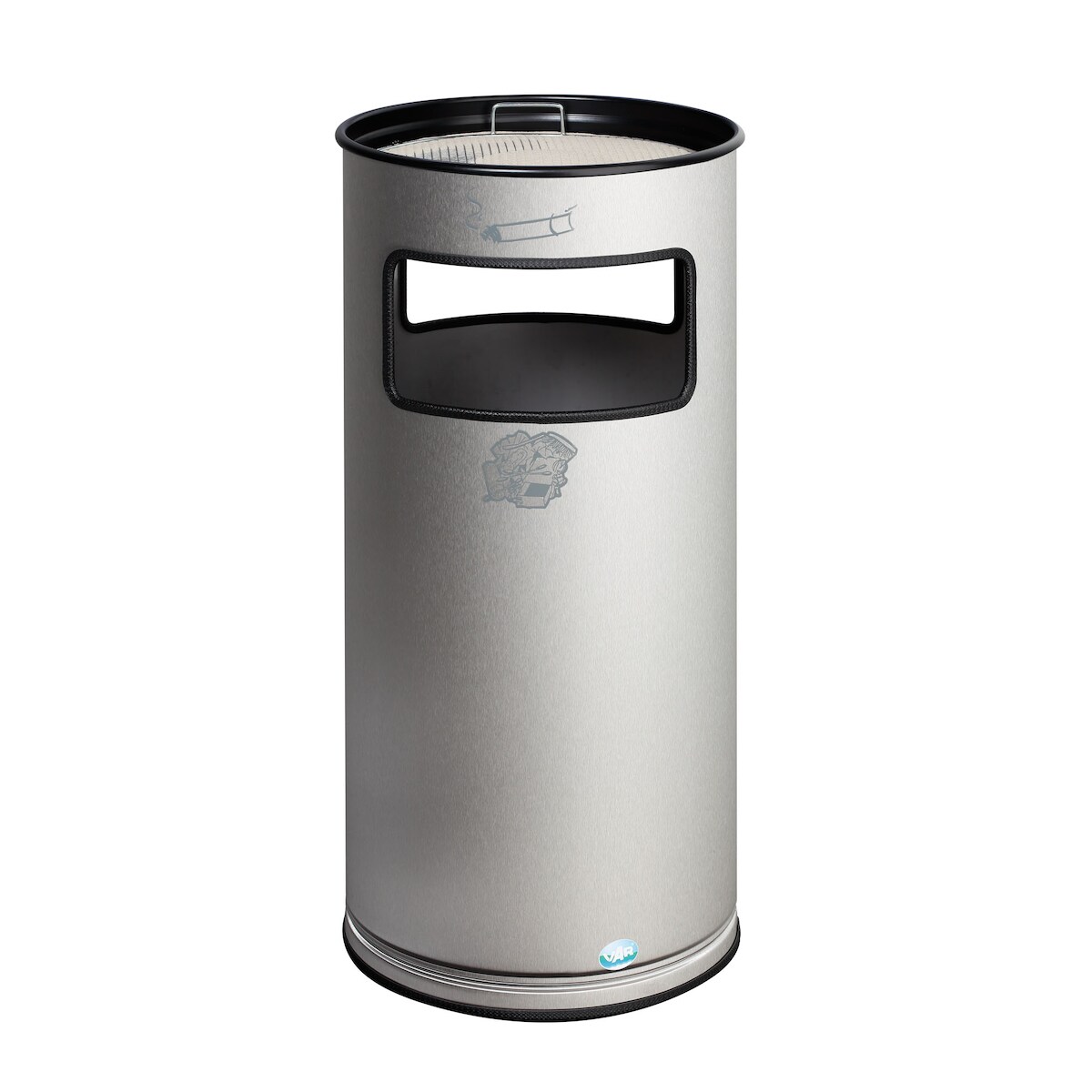 PROREGAL Kombiascher mit Kantenschutz | 37,3 Liter, HxBxT 70x32x32cm | Edelstahl | Aschereinsatz Stahlblech | Mülleimer Aschenbecher Abfalleimer Image