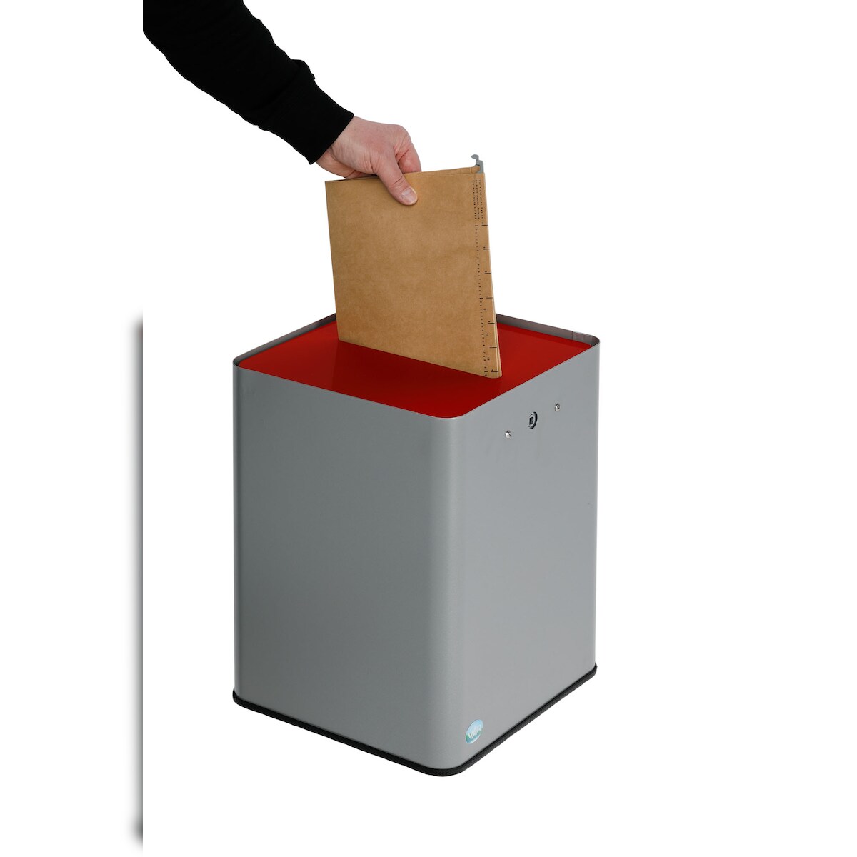 PROREGAL Robuster Papiersammler | DSGVO konform | DIN A4 Format | HxBxT 83,5x23x25cm | Verzinkter Stahl | Rot | Papiereimer Mülleimer für Papier Image