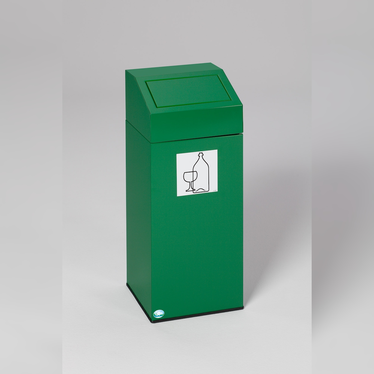PROREGAL Selbstlöschender Wertstoffsammler "Glas" | 82 Liter, HxBxT 89x38x38cm | Verzinkter Stahl | Grün | Mülleimer Abfalleimer Müllkorb Image