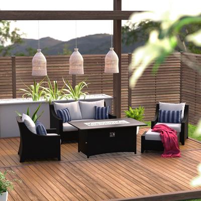 Deco 5 Piece Sunbrella Outdoor Patio Love & Club Fire Set - 55"W x 33"D x 32"H