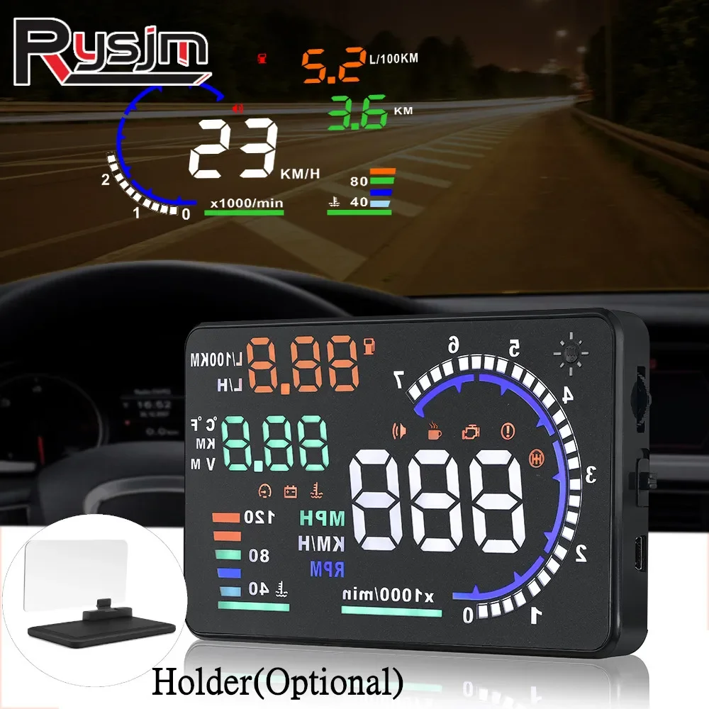 Hd 5.5 "obd2 für hud auto head up anzeige daten diagnose tool led windschutz scheibe projektor h6 halter für a8 hud (optional) Image