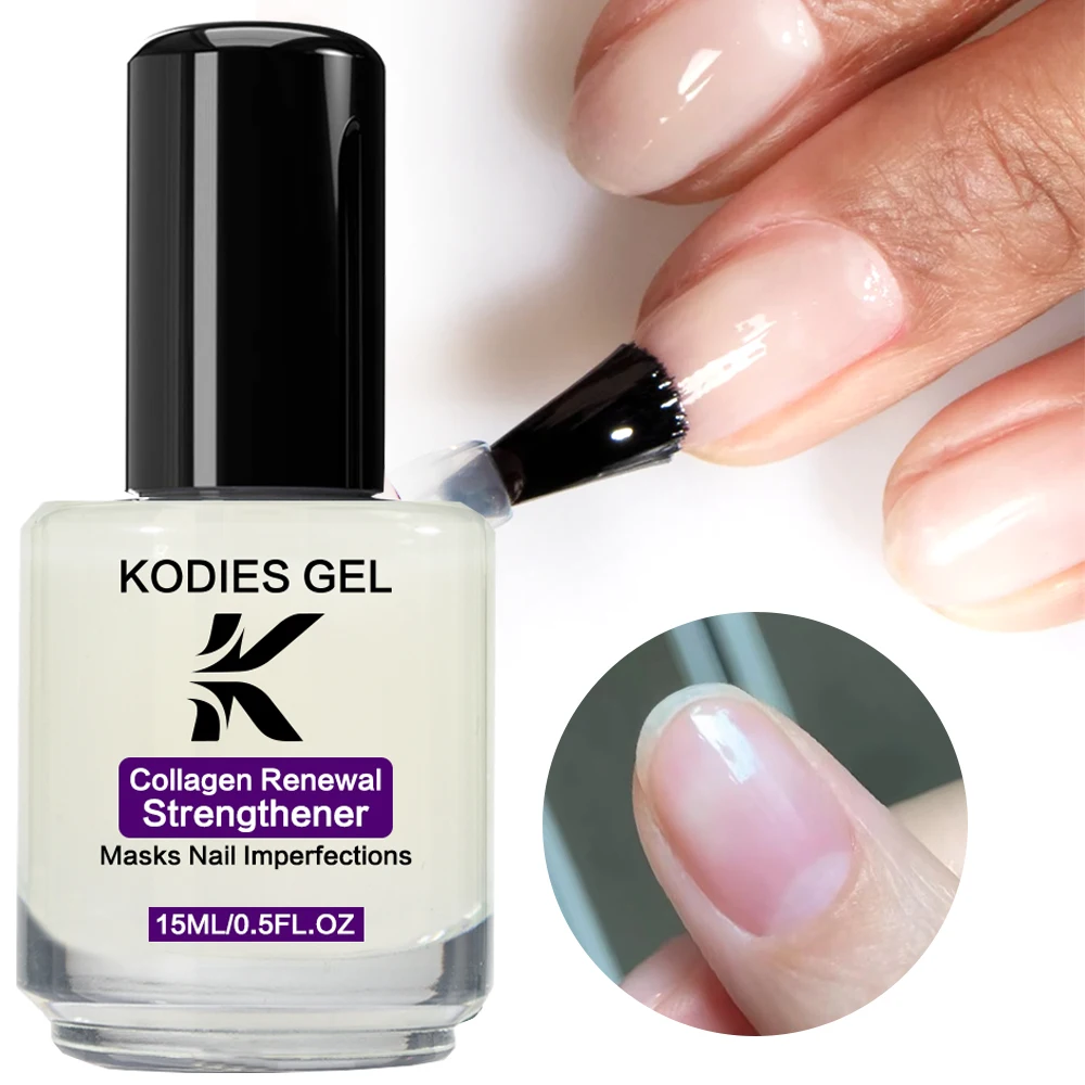 KODIES GEL Kollagen-Erneuerungs-Nagelstärkungsmittel, 15 ml, natürliches, trockenes Keratin-Protein-Nagellack, Basisöl zur Reparatur dünner, unebener Nägel Image
