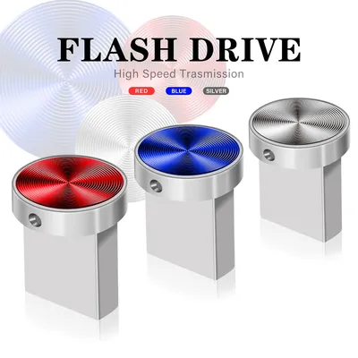 Mini-Metall knopf USB-Flash-Laufwerke 64GB 32GB 16GB blau Memory Stick rot externer Speicher Image